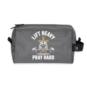 Lift Heavy Pray Hard Christian Weightlifting - Recycled Toiletry Zip Bag - anthracite - Front