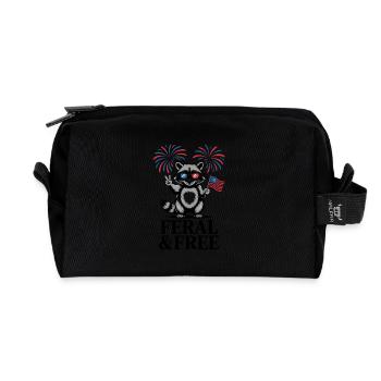Fête du raton laveur sauvage et libre Jour de l’indépendance - Trousse de toilette en tissu recyclé - noir - Devant