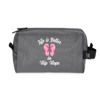 Das Leben Ist Besser in Flip Flops Spruch - Recycelte Kulturtasche - Anthrazit - Vorne