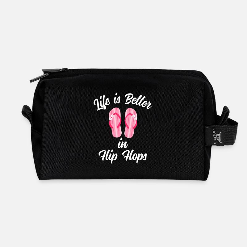 Das Leben Ist Besser in Flip Flops Spruch - Recycelte Kulturtasche - Schwarz