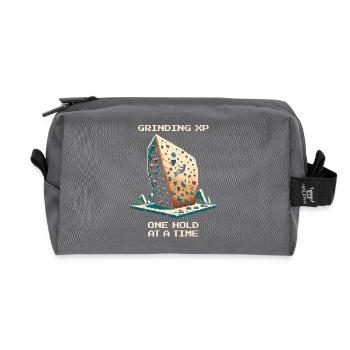 XP Grind: Grip by Grip | Bouldering Pixel Art - Recycled Toiletry Zip Bag - anthracite - Front