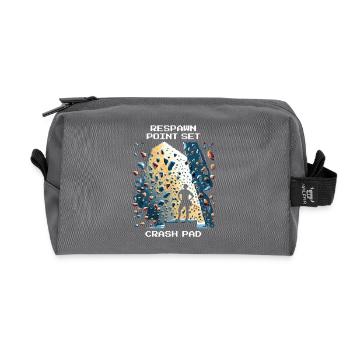 Respawn: Crash Pad | Bouldering Pixel Art - Recycled Toiletry Zip Bag - anthracite - Front