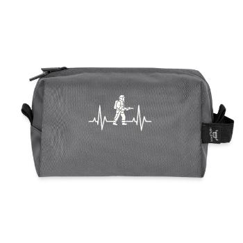 Fire brigade heartbeat – firefighters in action - Recycled Toiletry Zip Bag - anthracite - Front