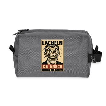 Lächeln du Arsch Sarkamsmus Comic im Retro Stil - Recycelte Kulturtasche - Anthrazit - Vorne