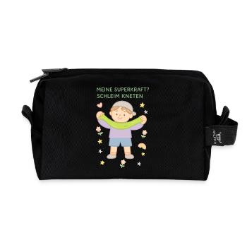 Mon superpouvoir ? Pétrir la bave Dicton drôle - Trousse de toilette en tissu recyclé - noir - Devant