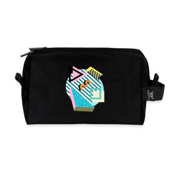 Memphis Mix – Retro Shapes & Farben - Recycelte Kulturtasche - Schwarz - Vorne