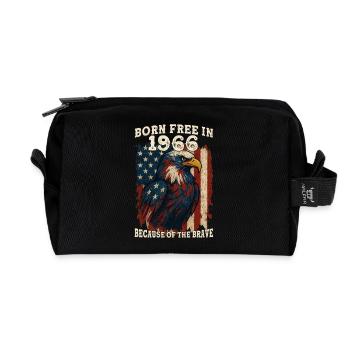 Born Free in 1966 – 59 Years of Patriotic Spirit - Recycled Toiletry Zip Bag - black - Front