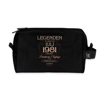 44th Birthday Legend July Vintage 1981 - Recycled Toiletry Zip Bag - black - Front