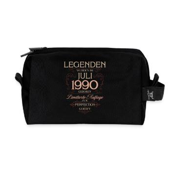 35th Birthday Gift Husband Original July 1990 - Recycled Toiletry Zip Bag - black - Front