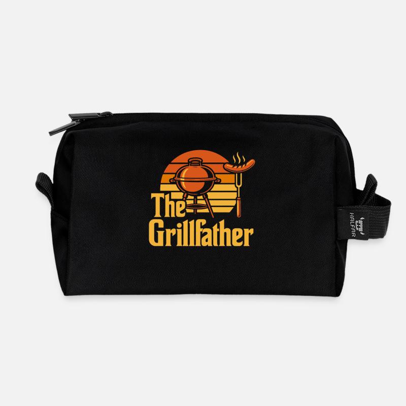The Grillfather – BBQ Feuer & Fleisch - Recycelte Kulturtasche - Schwarz
