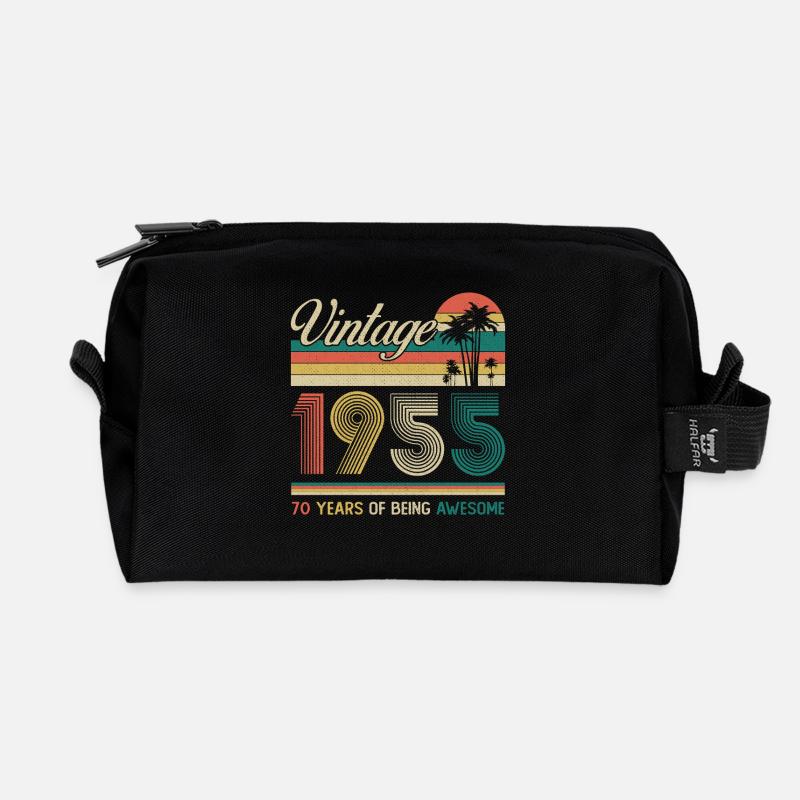 70 Jahre 1955 Vintage Retro Jubiläumsgeschenk - Recycelte Kulturtasche - Schwarz