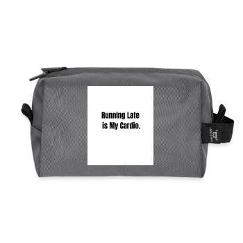 Running Late – Fitness Level: Zero - Recycled Toiletry Zip Bag - anthracite - Front