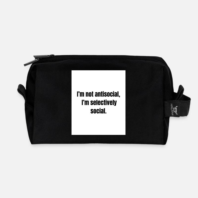 Selektiv sozial – introvertierte Definition - Recycelte Kulturtasche - Schwarz