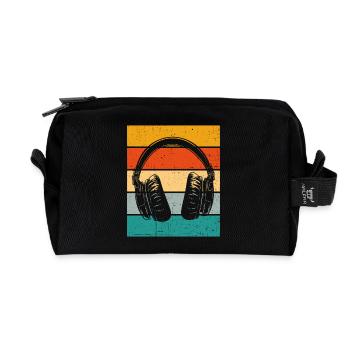 Kopfhörer Retro - Recycelte Kulturtasche - Schwarz - Vorne