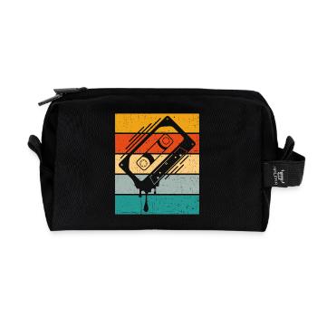 Dripping Cassette Tape Retro - Recycled Toiletry Zip Bag - black - Front