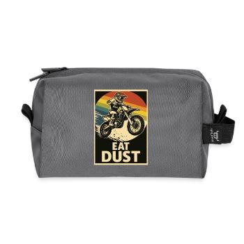Motocross Fahrer mit Spruch Staub fressen - Recycelte Kulturtasche - Anthrazit - Vorne