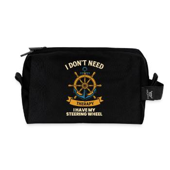 Funny saying ship-boat-captain - Recycled Toiletry Zip Bag - black - Front