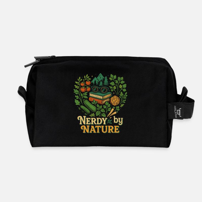 Nerdy By Nature Retro Illustration - Recycelte Kulturtasche - Schwarz