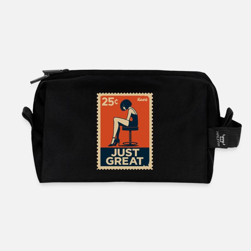 Nachdenkliche Frau auf Hocker Retro Look: Na Toll - Recycelte Kulturtasche - Schwarz