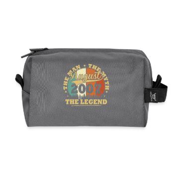 Vintage August 2007 Geburtstagsgeschenk 18 Jahre - Recycelte Kulturtasche - Anthrazit - Vorne