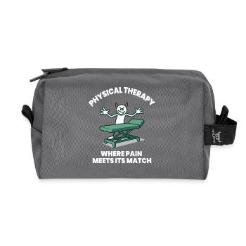 Physiotherapy Funny Where The Pain Is - Recycled Toiletry Zip Bag - anthracite - Front
