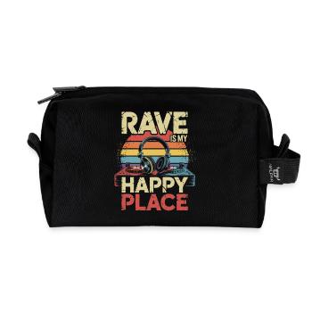 Rave My Happy Place Music Lover DJ Headphones - Recycled Toiletry Zip Bag - black - Front