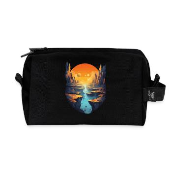 Fantastic scenery with sunset and - Recycled Toiletry Zip Bag - black - Front