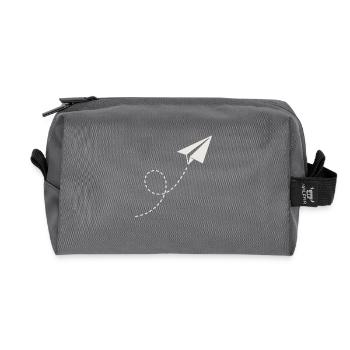 Avion en papier – Design de vol minimaliste - Trousse de toilette en tissu recyclé - anthracite - Devant