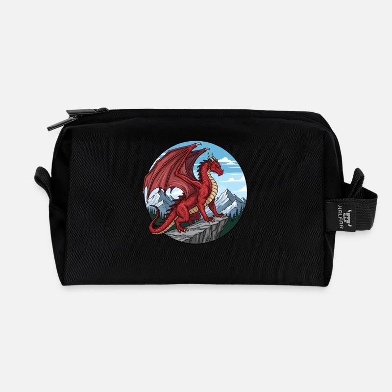 Red Cliff Dragon - Recycelte Kulturtasche - Schwarz