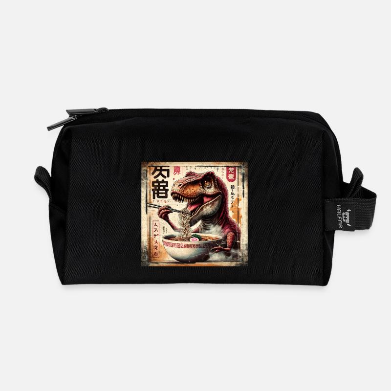 Ramen T Rex Dinosaurier Grunge Poster Style - Recycelte Kulturtasche - Schwarz