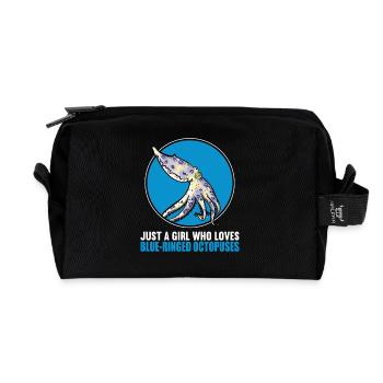 Blue Ringed Octopus Blaugeringelter Krake - Recycled Toiletry Zip Bag - black - Front