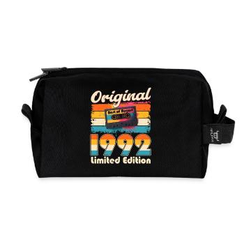 33. Geburtstag Geschenk Mann Kassette August 1992 - Recycelte Kulturtasche - Schwarz - Vorne