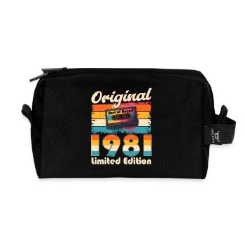 44. Geburtstag Kassette August Jahrgang 1981 - Recycelte Kulturtasche - Schwarz - Vorne