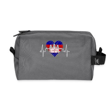Cambodia Skyline Heartbeat Siem Raep Angkor Wat - Recycled Toiletry Zip Bag - anthracite - Front