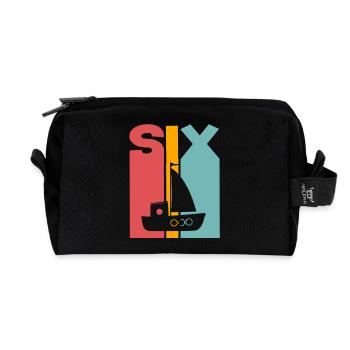 6th Birthday Sailing Ship - Recycled Toiletry Zip Bag - black - Front