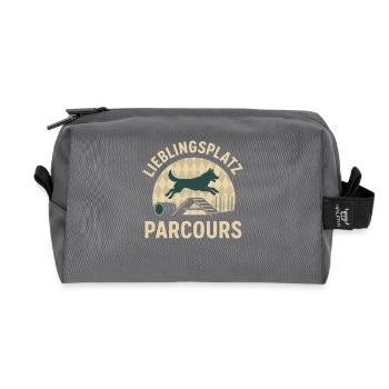 Hundesport Leidenschaft Agility Herz Hund Shirt - Recycelte Kulturtasche - Anthrazit - Vorne