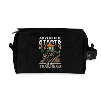 L’aventure commence au début du sentier hors route - Trousse de toilette en tissu recyclé - noir - Devant