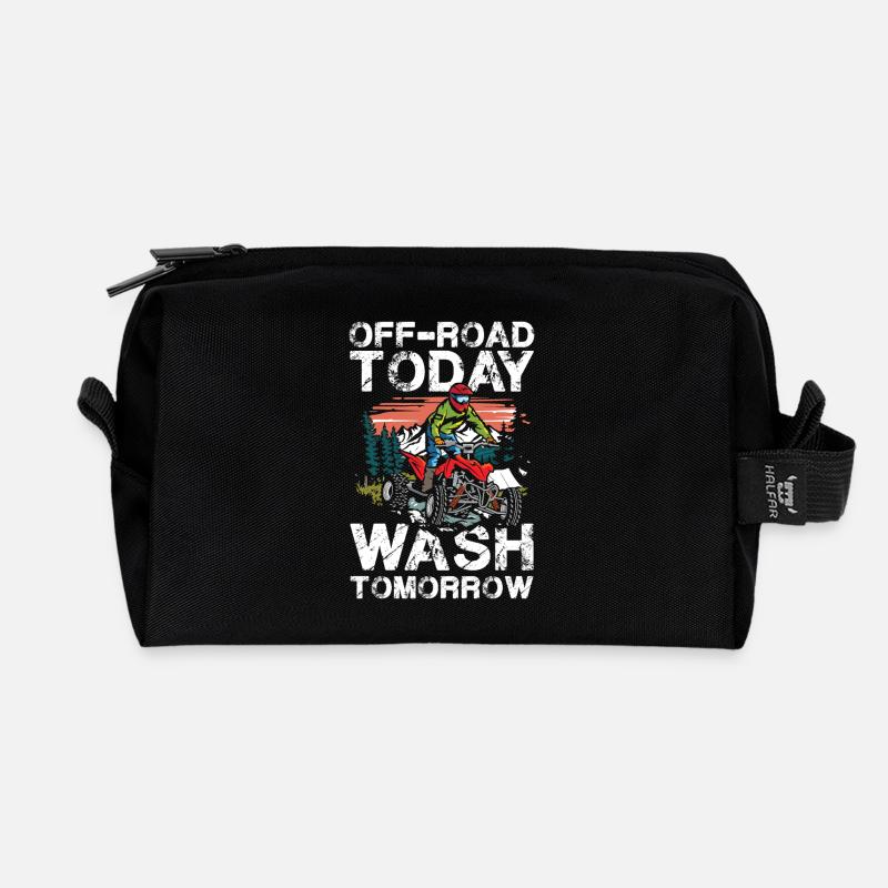 Off-Road Abenteuer Heute Wasch Morgen - Recycelte Kulturtasche - Schwarz