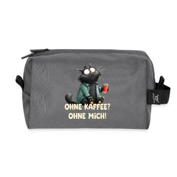 Ohne Kaffee ohne Mich - Recycelte Kulturtasche - Anthrazit - Vorne
