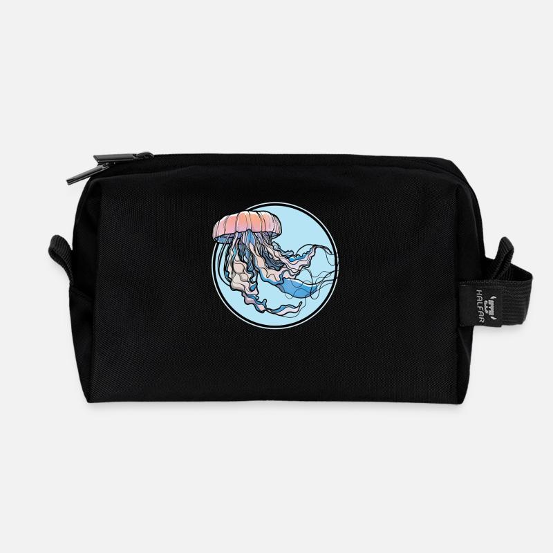 Quallen Qualle - Recycelte Kulturtasche - Schwarz