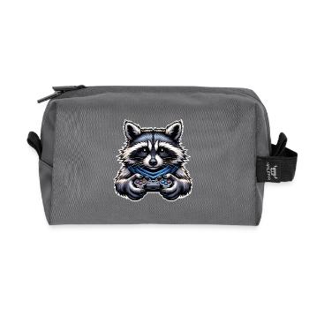 Waschbär Gamer Gaming Nerd - Recycelte Kulturtasche - Anthrazit - Vorne