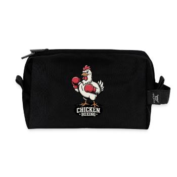 Funny Chicken Boxing Motif for Sports Fans - Recycled Toiletry Zip Bag - black - Front