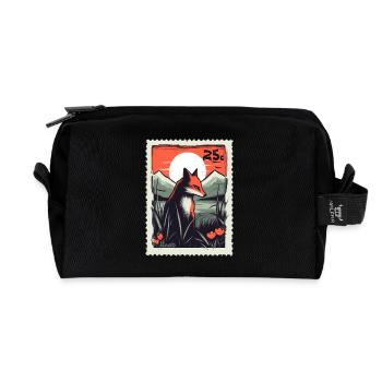 Fuchs vor Bergen im Sonnenuntergang - Recycelte Kulturtasche - Schwarz - Vorne