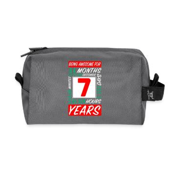 Kinder 7 Jahre Geburtstag Monate Stunden - Recycelte Kulturtasche - Anthrazit - Vorne