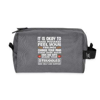 School counselor: It's okay to make mistakes - Recycled Toiletry Zip Bag - anthracite - Front