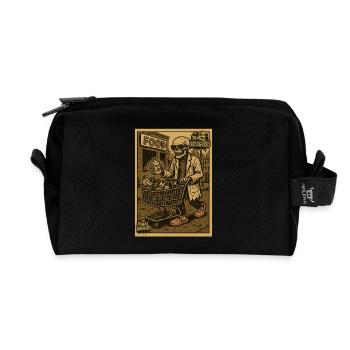 Skeleton with shopping cart and drink - Recycled Toiletry Zip Bag - black - Front