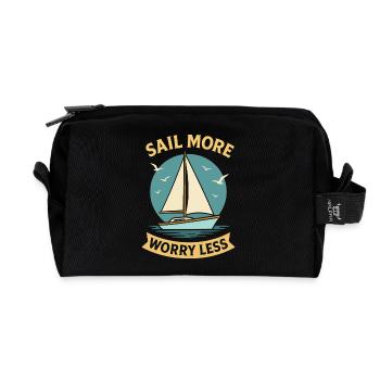 Sail More Worry Less Kapitän Segelboot Nautisch - Recycelte Kulturtasche - Schwarz - Vorne