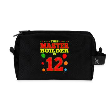 Master Builder 12 Years Old Block Building 12th - Recycled Toiletry Zip Bag - black - Front