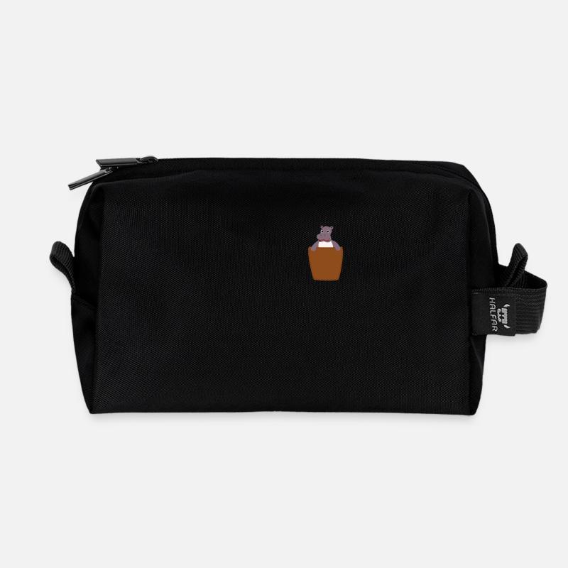 Nilpferd in Brusttasche - Recycelte Kulturtasche - Schwarz