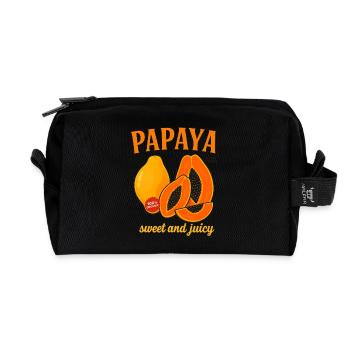Ripe and Juicy Papaya – Tropical Fruit Fun - Recycled Toiletry Zip Bag - black - Front